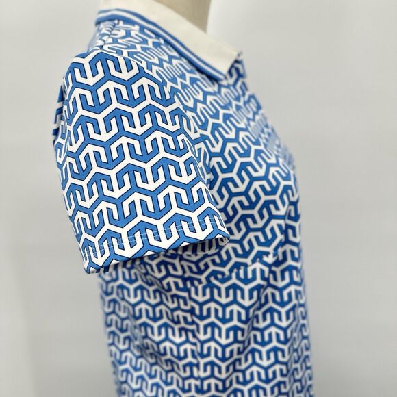 J.McLaughlin Montclair Polo Dress S Catalina Cloth Blue Geo Shift Zip Collar - Picture 6 of 12